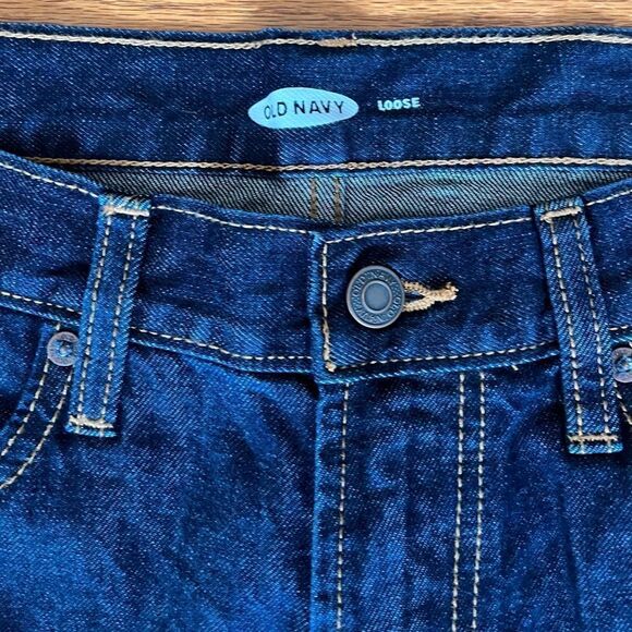 Old Navy Loose Fit Dark Denim Wash Blue Jeans | 33 x 30 - Picture 2 of 4